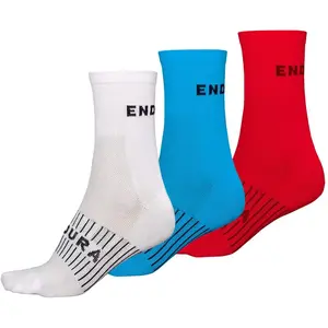 Comparateur de prix : Chaussettes Endura Coolmax Race blanc bleu rouge (3 paires) - S-M