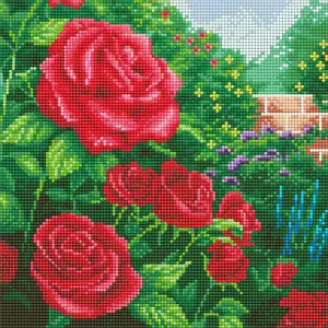 CRYSTAL ART Kit Tableau à diamanter sur châssis 30 x 30 cm   T. Kinkade Roses
