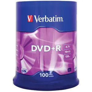 Comparateur de prix : Verbatim Verbatim - 100 x DVD+R - 4.7 Go 16x - argent mat - spindle