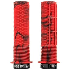 Paire de grips dmr deathgrip thin avec flanges rouge marbreVendu paramazon