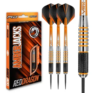 Fléchettes Pointes Acier RED DRAGON Amberjack 9 - 3x28g avec Tiges et Ailettes assorties pas cher