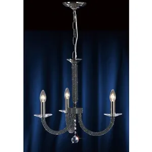 Suspension Elena 3 Ampoules chrome noir/cristal pas cher