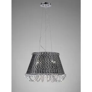 Suspension Lanzo 4 Ampoules chrome noir/cristal pas cher