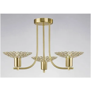 Luminaire Center Semi plafonnier ellen 3 ampoules laiton satinécristalVendu parrue-du-commerce