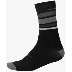 Endura BaaBaa Merino Stripe Cyclisme Chaussettes Homme, Noir Mat, S-M
