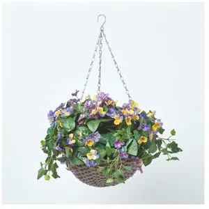 Homescapes - Plante artificielle suspendue Pensées multicolore en pot pas cher