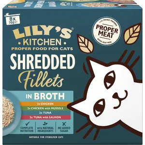 Lily’s Kitchen Shredded Fillets 8 x 70 g - Mixpaket in Brühe (4 Sorten... pas cher