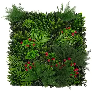 Comparateur de prix : MONSTERSHOP Panneau mural végétal artificiel 100cm x 100 cm mira feuillage fleur verdure carreau intérieur extérieur résistant aux intempéries & uv privée décor 214639