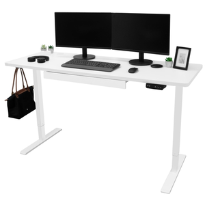 Monstershop Bureau Assis-Debout Électrique - Blanc - 160 cm - Réglable en Hauteur - Design Contemporain - 1 Place