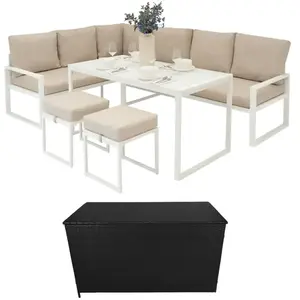 MonsterShop Salon de Jardin en Aluminium Blanc & Coffre de Rangement 5...Vendu parfnac