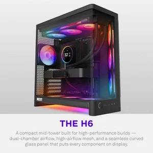 Boitier PC NZXT H6 RGB+ Noir Tour Midi ATX