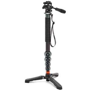 3 Legged Thing Legends Alana Monopod Metallic Slate Grey Kit with DOCZ2 Foot Stabiliser & AH Trinity Darkness, Matte Black (Kit Monopode gris ardoise métallisé avec stabi... pas cher
