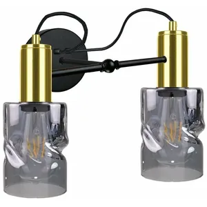 Lumière Inger Applique Noir, Or, 25cm, 2x E27 pas cher