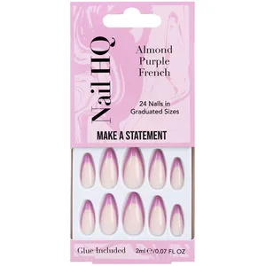 Nail HQ Almond Purple French Faux ongles avec colle incluse 24 pcsVendu parnotino