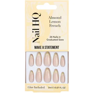 Nail HQ Almond Lemon French Faux ongles avec colle incluse 24 pcs pas cher