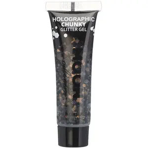 Gel chunky holographique paillettes pour le visage et le corps par Moon Glitter - 12ml - Noir - Pailleté pour visage.