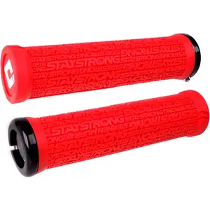 Comparateur de prix : Odi Poignées Stay Strong V2.1 Rouges avec Colliers Noirs 135 mm pour BMX et MTB