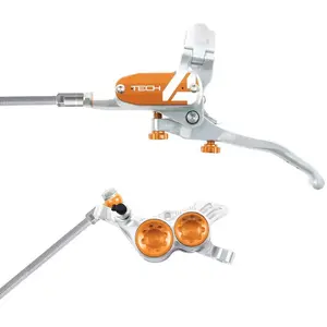 Frein arriere hope tech 4 v4 argent orange durite tresse aviation pas cher