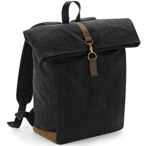 Quadra Heritage Waxed Canvas Leather Accent Backpack One Size noir