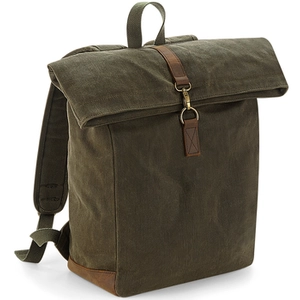 Quadra Heritage Waxed Canvas Leather Accent Backpack One Size vert olive foncé pas cher