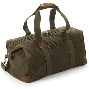 Quadra Heritage Leather Accented Waxed Canvas Holdall One Size vert olive foncé pas cher