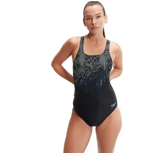 Speedo Womens Digital Printed Medalist Femme Noir pas cher