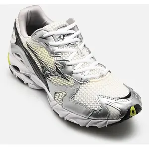 Baskets Mizuno Wave Rider 10 S blanc argent jaune - 43 pas cher