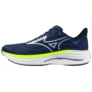 Chaussures Mizuno Wave Rider 29 bleu nuit blanc jaune - 50 pas cher
