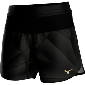 Mizuno Active Graphic Multi Pocket 4in Short de running Femmes - noir, or, Taille XL pas cher