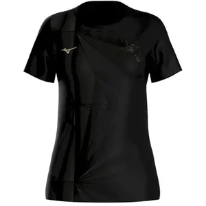 Mizuno Active DryAeroFlow Graphic Maillot de course Femmes - noir, or,... pas cher