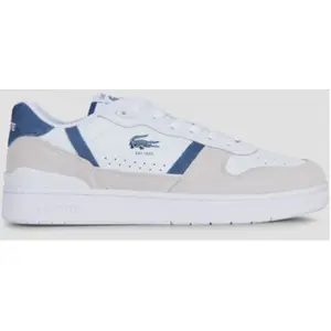 Baskets Lacoste T-Clip Set Leather couleur blanc beige bleu marine - 42 pas cher