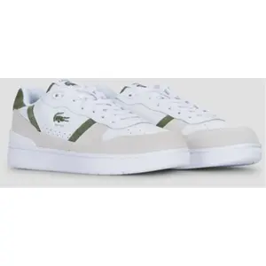 Baskets Lacoste T-Clip Set Leather Retro blanc beige vert - 41 pas cher