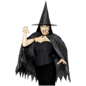 Smiffys Set De Sorciere Cape Chapeau Et Nez - Noir - Unique