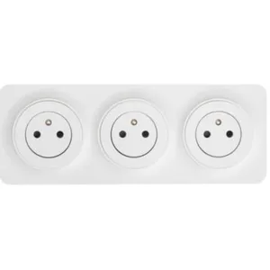 Prise avec terre triple Jacobsen Espen blanc composable pas cher