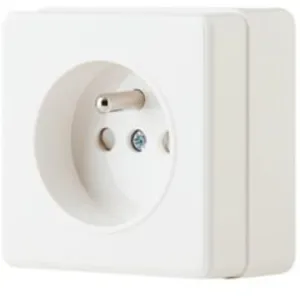 Prise avec terre monobloc en saillie blanc complet pas cher