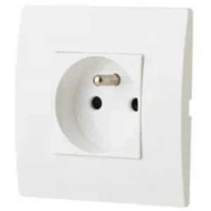 Prise avec terre blanc complet, lot de 5 pas cher