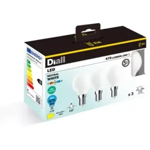 Lot 3 ampoules LED à filament mini globe E14 470lm 3.4W = 40W Ø4.5cm IPX4 Diall blanc neutre pas cher