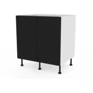 Meuble bas de cuisine avec 2 portes GoodHome Stevia noir L. 80 x H. 72 cm pas cher