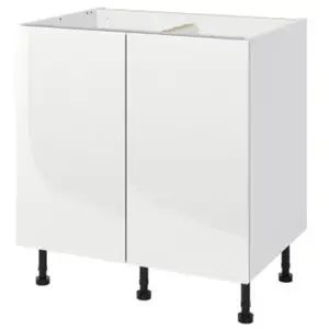 Meuble bas de cuisine avec 2 portes GoodHome Stevia blanc brillant L. ... pas cher