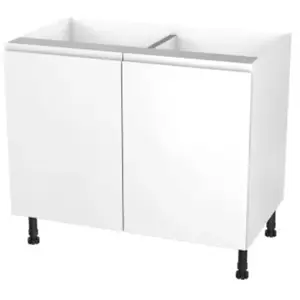 Meuble bas de cuisine avec 2 portes GoodHome Garcinia blanc brillant L... pas cher