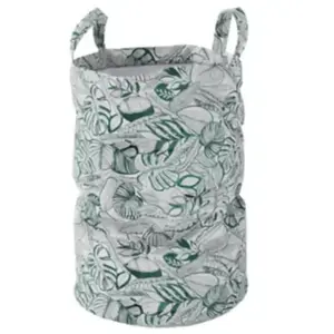 Panier à linge GoodHome Nassua capacité 45 litres coloris vert en coton Ø34 x H.52 cm