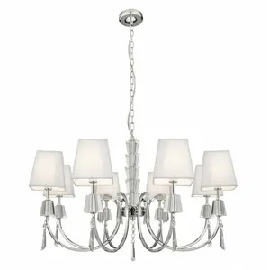 Searchlight Suspension Portico, en chrome et verre avec 8 abat-jour blancs pas cher