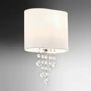 Comparateur de prix : SEARCHLIGHT Applique Nina, en chrome et cristal avec abat-jour blanc - Blanc