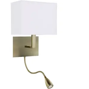 Searchlight Applique et liseuse led métal laiton et textile blanc e27- H26cmVendu parluminaire