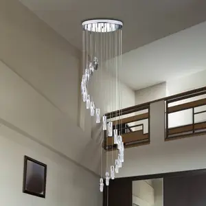 Searchlight Suspension 20 ampoules sculptured ice, en chrome et verre k9