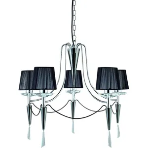 SEARCHLIGHT Suspension duchess chrome,chrome noir 5 ampoules 100cm pas cher