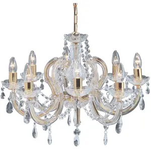 Zitmaxx Wonen Suspension 8 ampoules marie-thérèse, en laiton antique et cristalVendu parluminaire