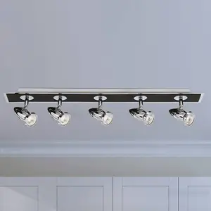 SEARCHLIGHT Plafonnier 80cm Comet chrome et noir mat, 5 spots - NoirVendu parluminaire