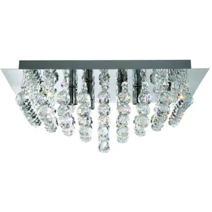 Searchlight - Hanna - Semi-plafonnier carré à 6 ampoules au chrome, verre cristal, G9Vendu parmanomano