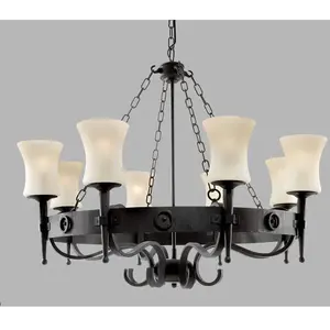 Searchlight - Cartwheel - Lustre à 8 bras multiples au fini noir, E27Vendu parluminaire